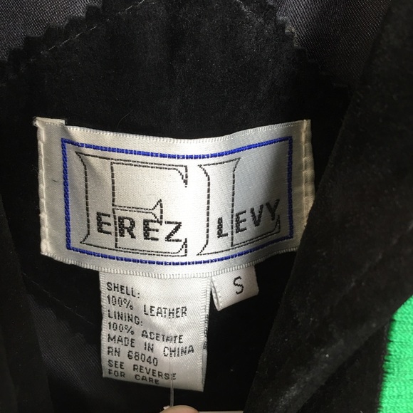 VTG Erez Levy Embroidered Leather Jacket Fringe Black Colorful Western Beaded - Picture 8 of 16